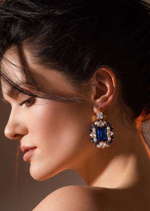 pendientes hechos a mano piedras azules